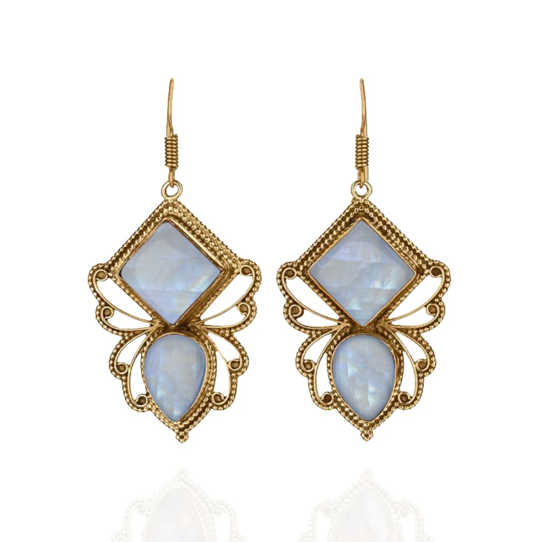 Crystal Bees Moonstone Earrings