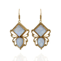 Crystal Bees Moonstone Earrings