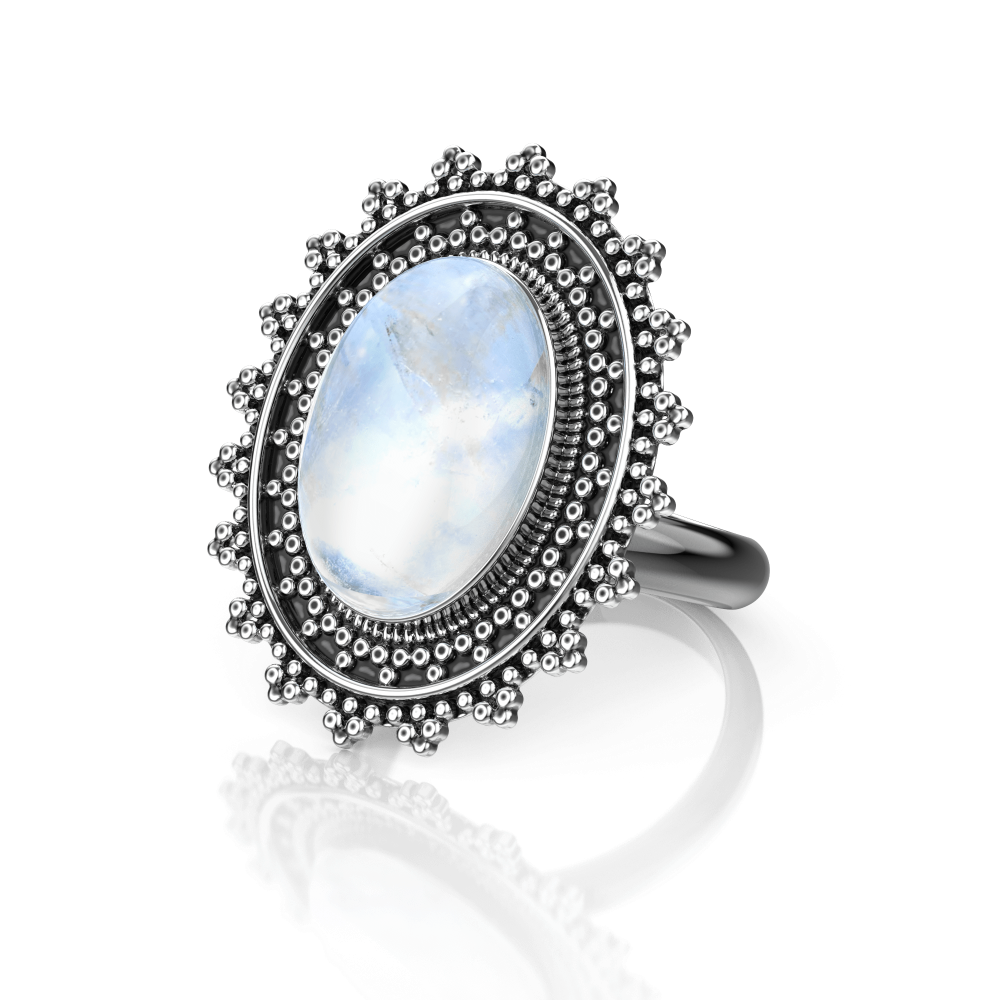 Silver Lunar Sunbeam Ring