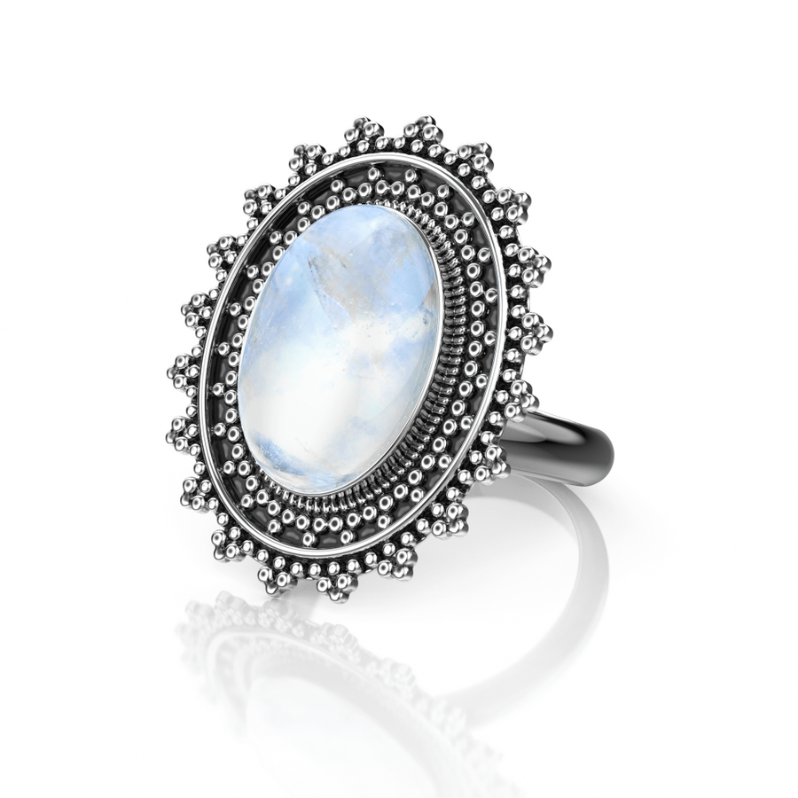 Silver Lunar Sunbeam Ring