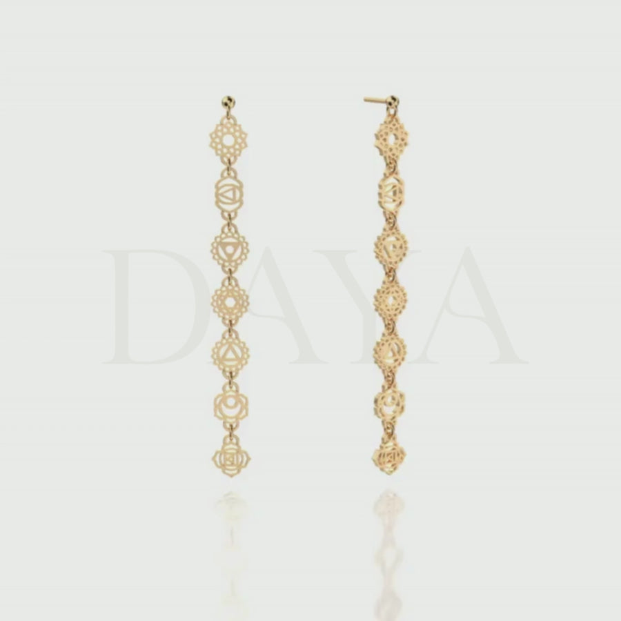 Daya 7-Chakra Gold Earrings