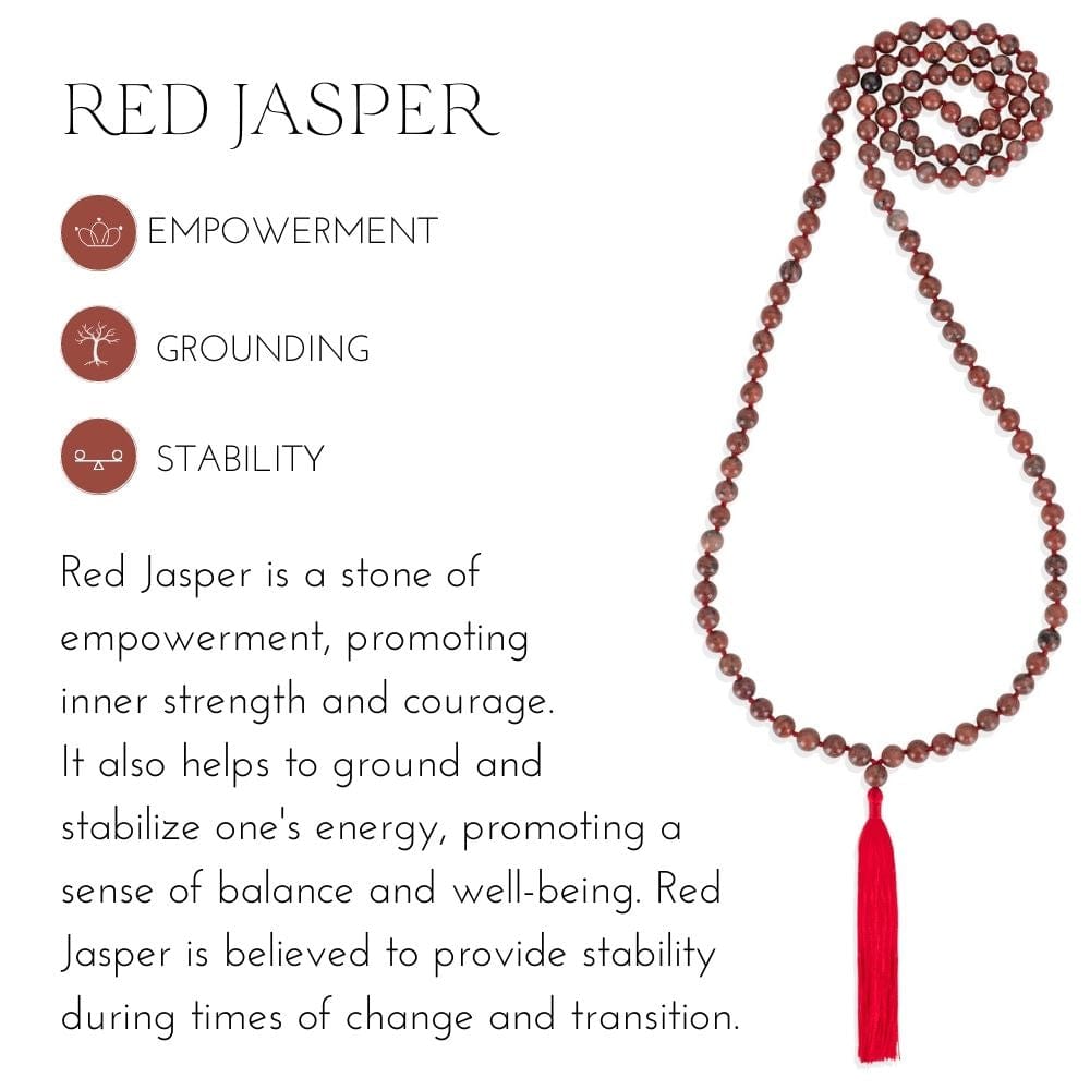 Stärkende Mala-Halskette aus rotem Jaspis