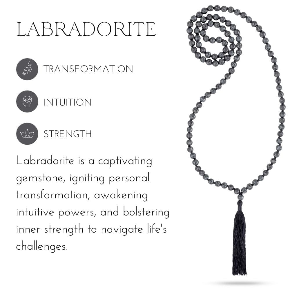 Intuitive Labradorit-Mala-Halskette