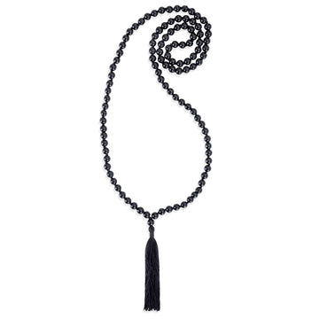 Schützende Mala-Halskette aus schwarzem Onyx